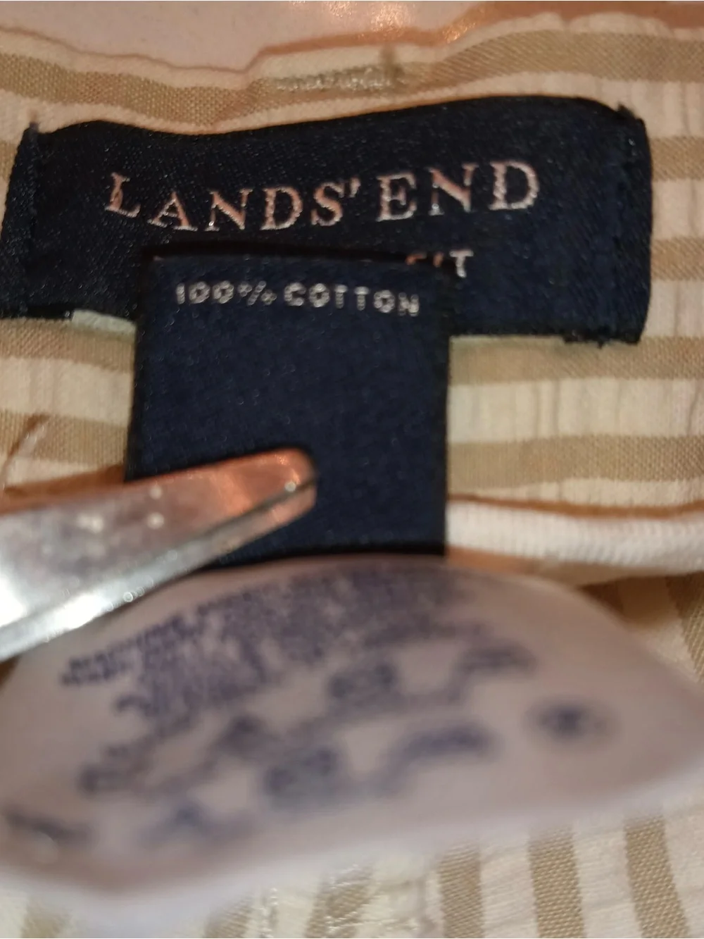 NWT Lands’ End Men's Cream khaki seersucker pants Textured trousers